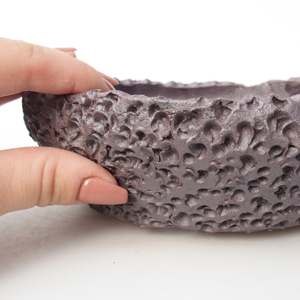 Bonsaischaal van keramiek 17 x 16,5 x 6 cm, metaalkleur