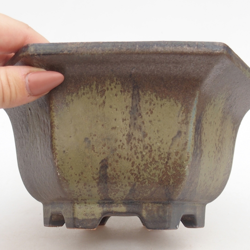 Bonsaischaal van keramiek 18,5 x 16,5 x 9 cm, bruin