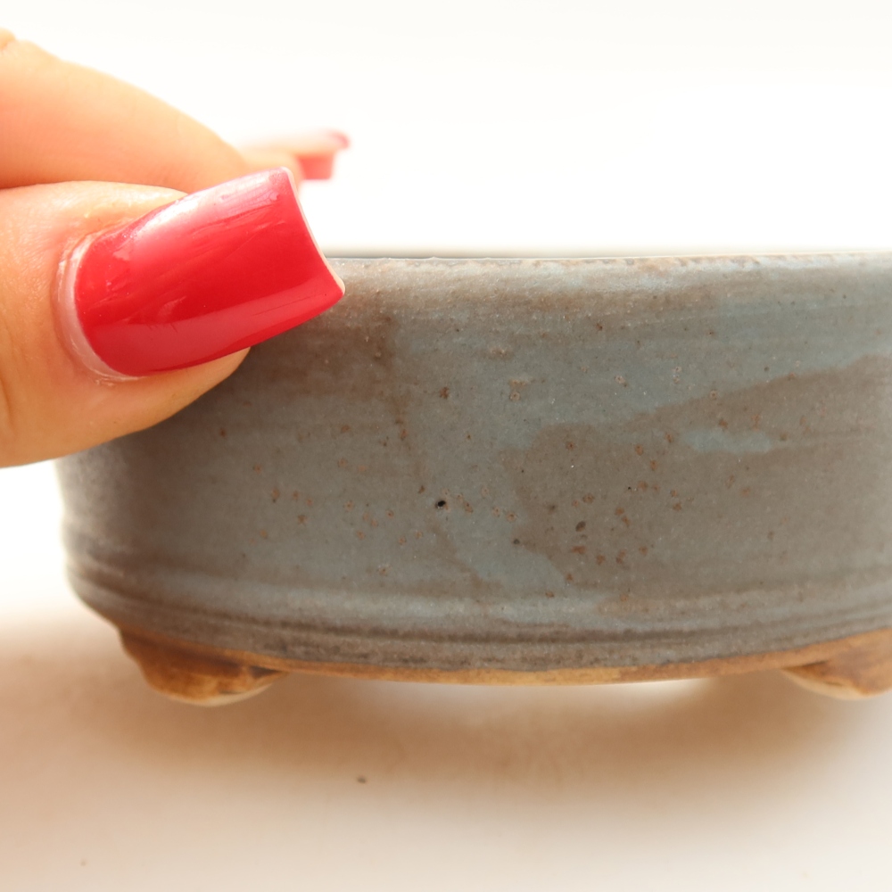 Bonsaischaal van keramiek 9 x 9 x 3,5 cm, kleur blauw