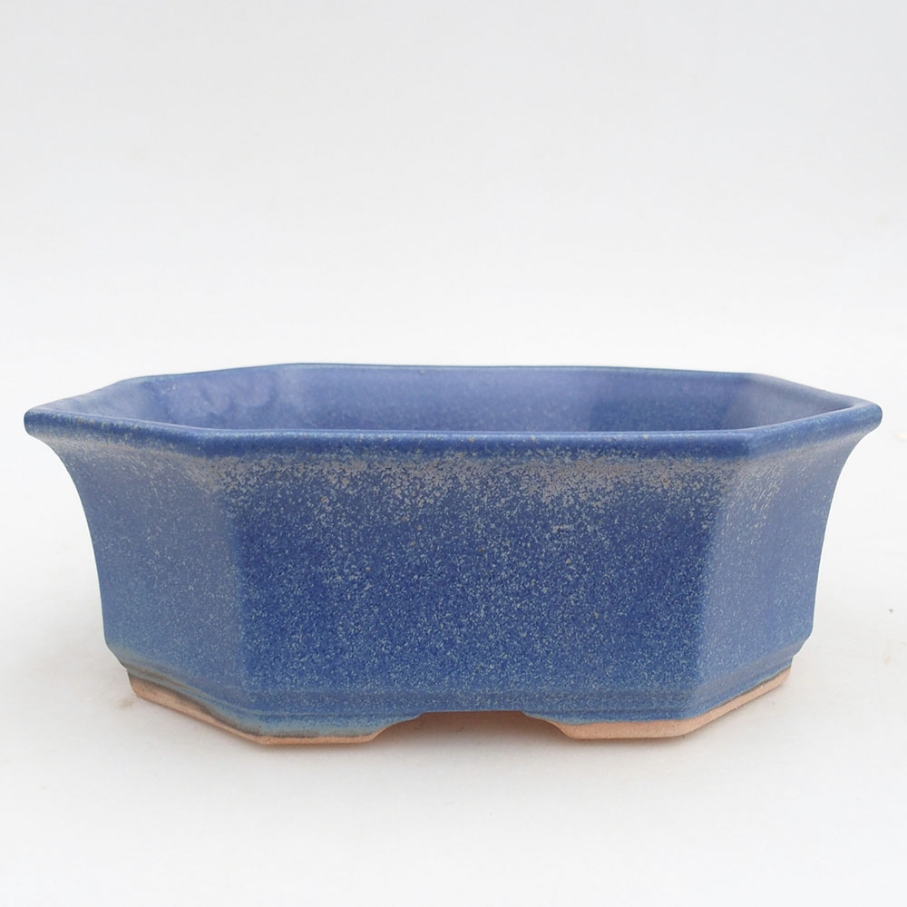 Bonsaischaal van keramiek 17,5 x 17,5 x 6 cm, kleur blauw