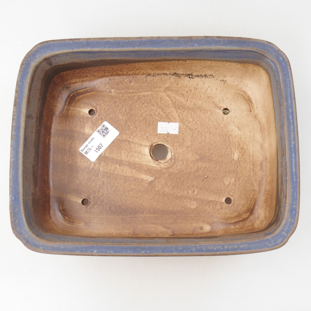 Bonsaischaal van keramiek 25 x 20 x 7 cm, kleur blauw