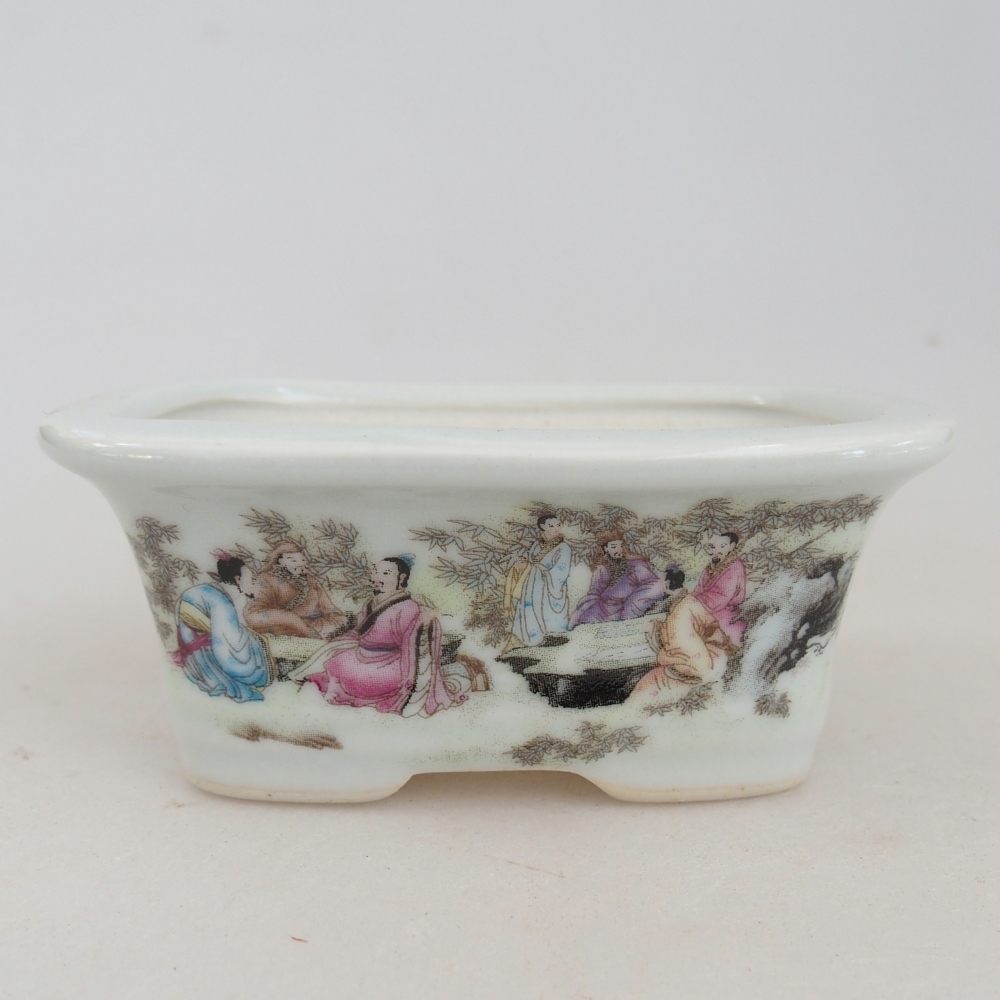 Mini bonsaischaal 10 x 7,5 x 4 cm, kleur wit