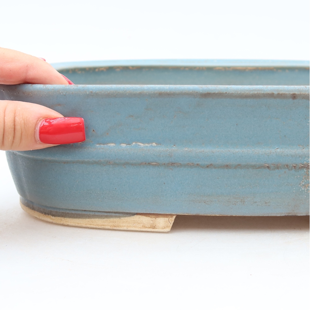 Keramische bonsaipot 24,5 x 20,5 x 6,5 cm, kleur: blauw