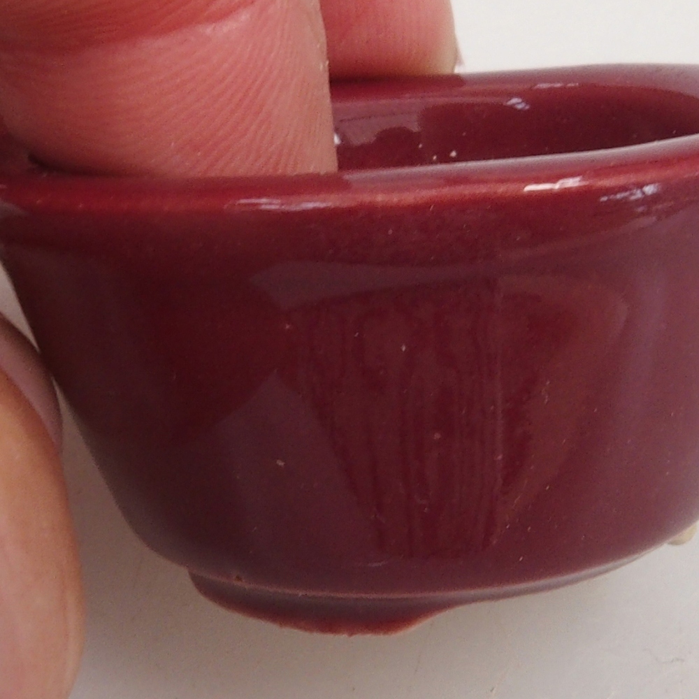 Mini bonsaischaal 4 x 4 x 2 cm, bordeauxrood