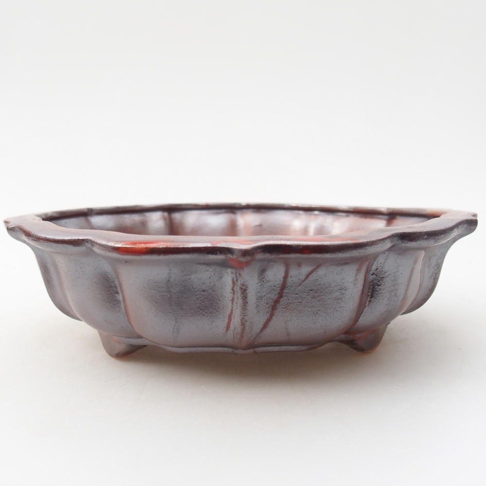 Bonsaischaal van keramiek 18 x 18 x 5 cm, rood metallic