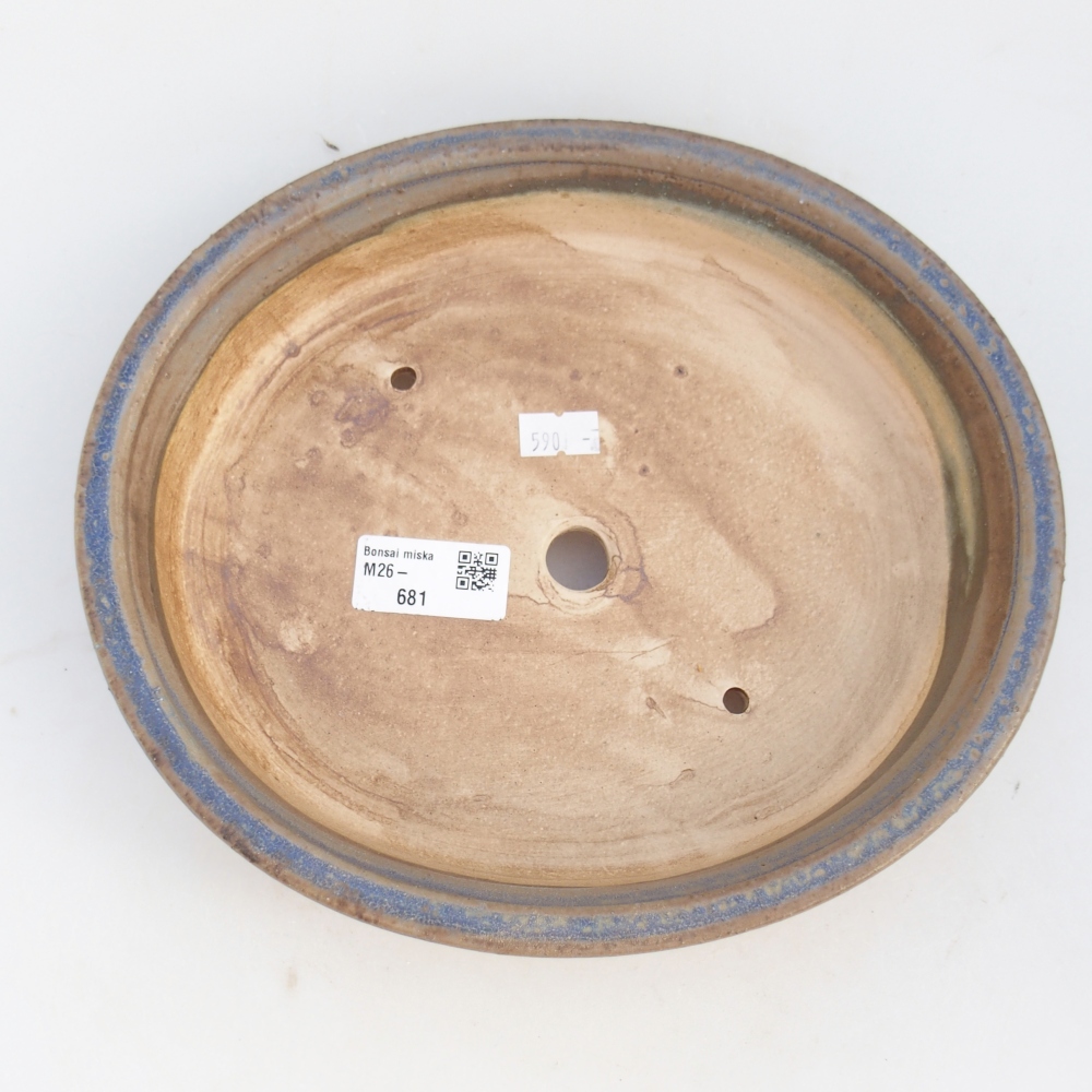 Bonsaischaal van keramiek 24 x 21 x 5 cm, kleur blauw