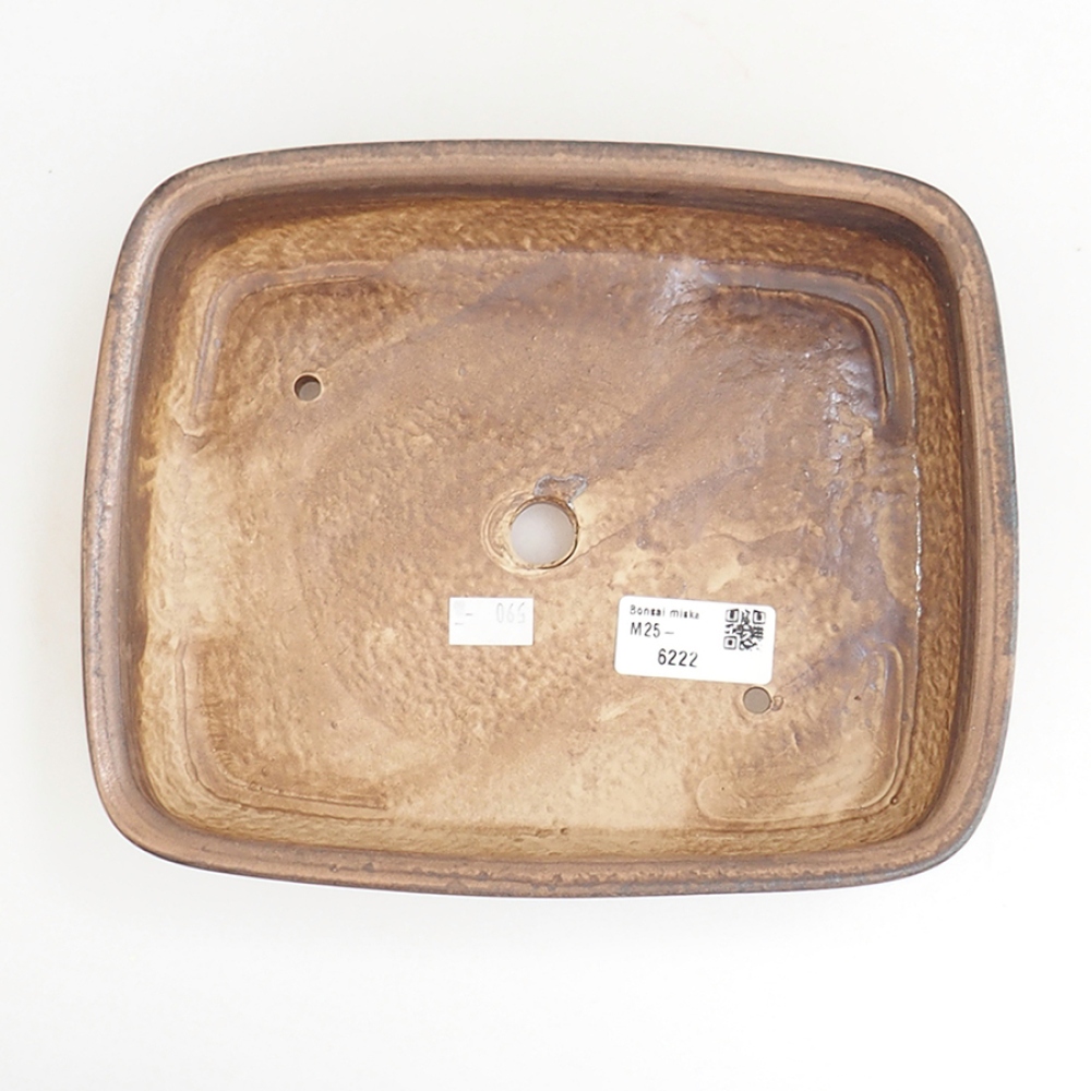 Bonsaischaal van keramiek 21,5 x 17,5 x 5,5 cm, bruin