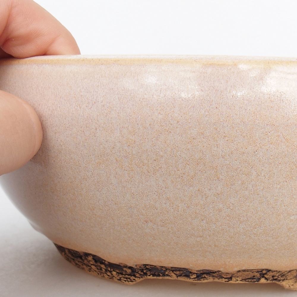 Bonsaischaal van keramiek 18,5 x 18,5 x 7,5 cm, kleur beige