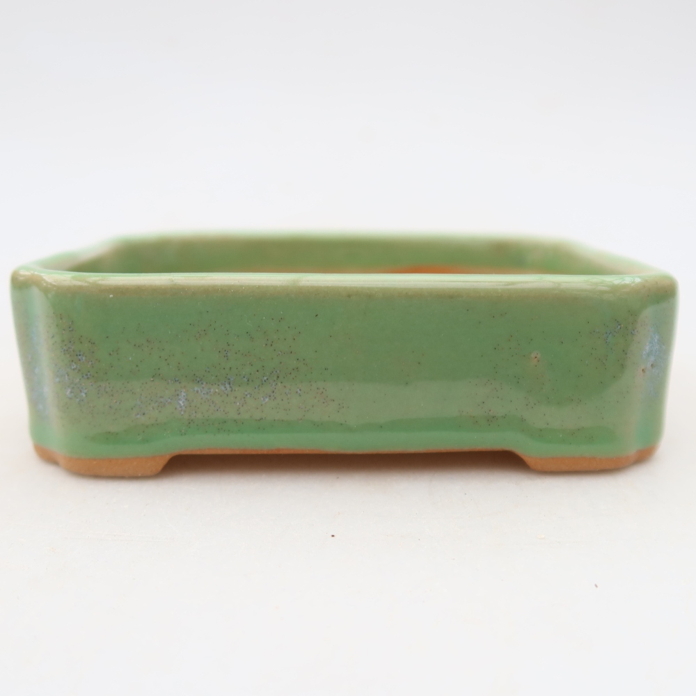 Keramische bonsaischaal 10,5 x 9 x 3 cm, kleur groen