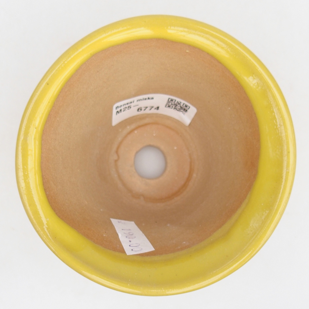 Bonsaischaal van keramiek 10,5 x 10,5 x 7 cm, geel