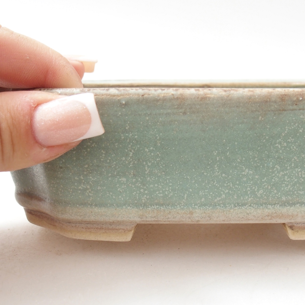 Bonsaischaal van keramiek 14 x 12 x 4,5 cm, groen