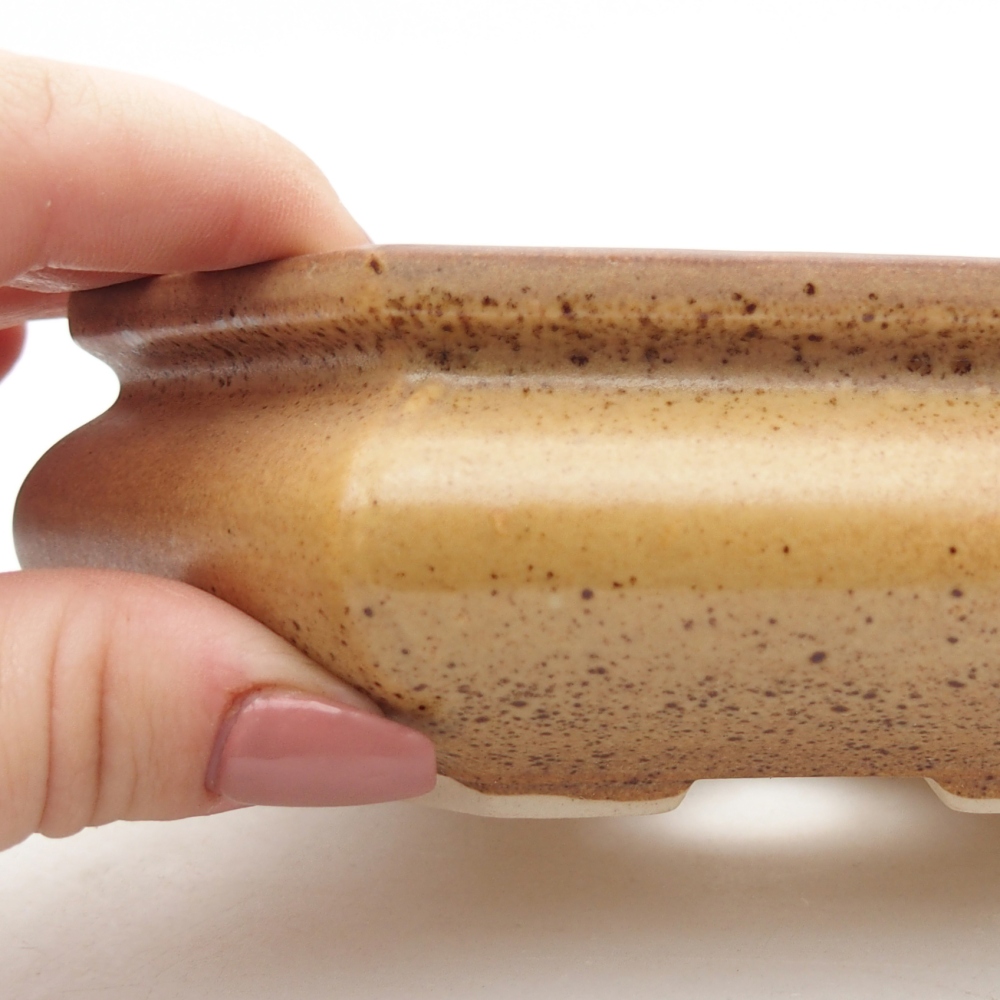 Bonsaischaal van keramiek 13,5 x 13,5 x 4,5 cm, bruin