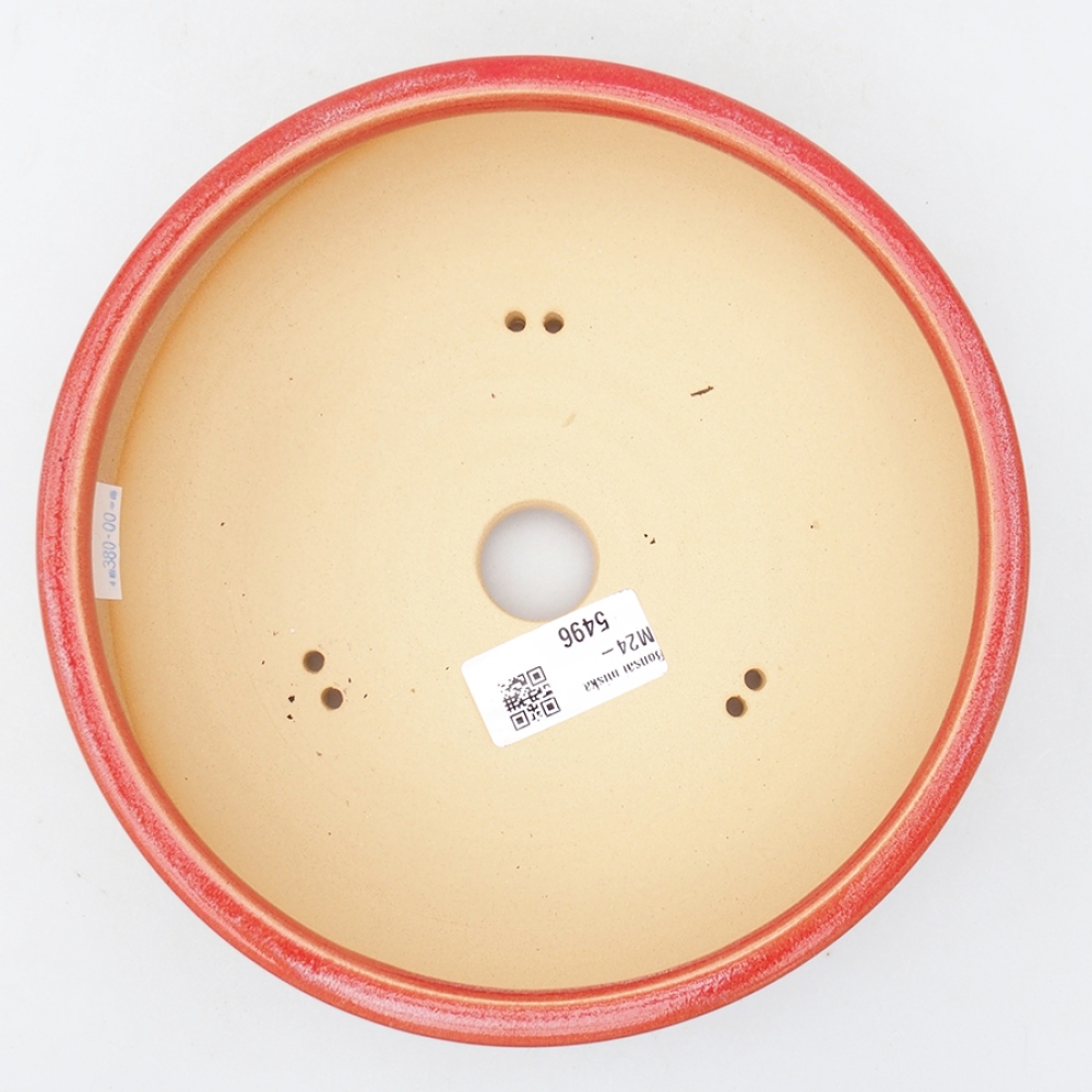 Bonsaischaal van keramiek 19 x 19 x 6 cm, kleur rood