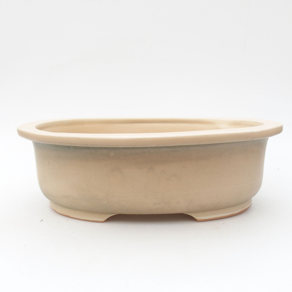 Bonsaischaal van keramiek 26 x 22 x 8 cm, kleur beige