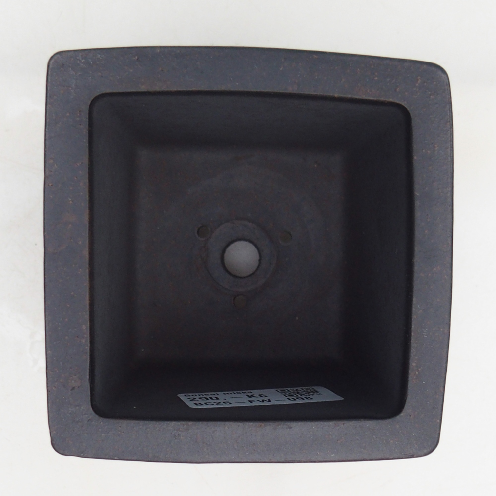 Bonsaischaal van keramiek 9,5 x 9,5 x 10 cm, okerbruin