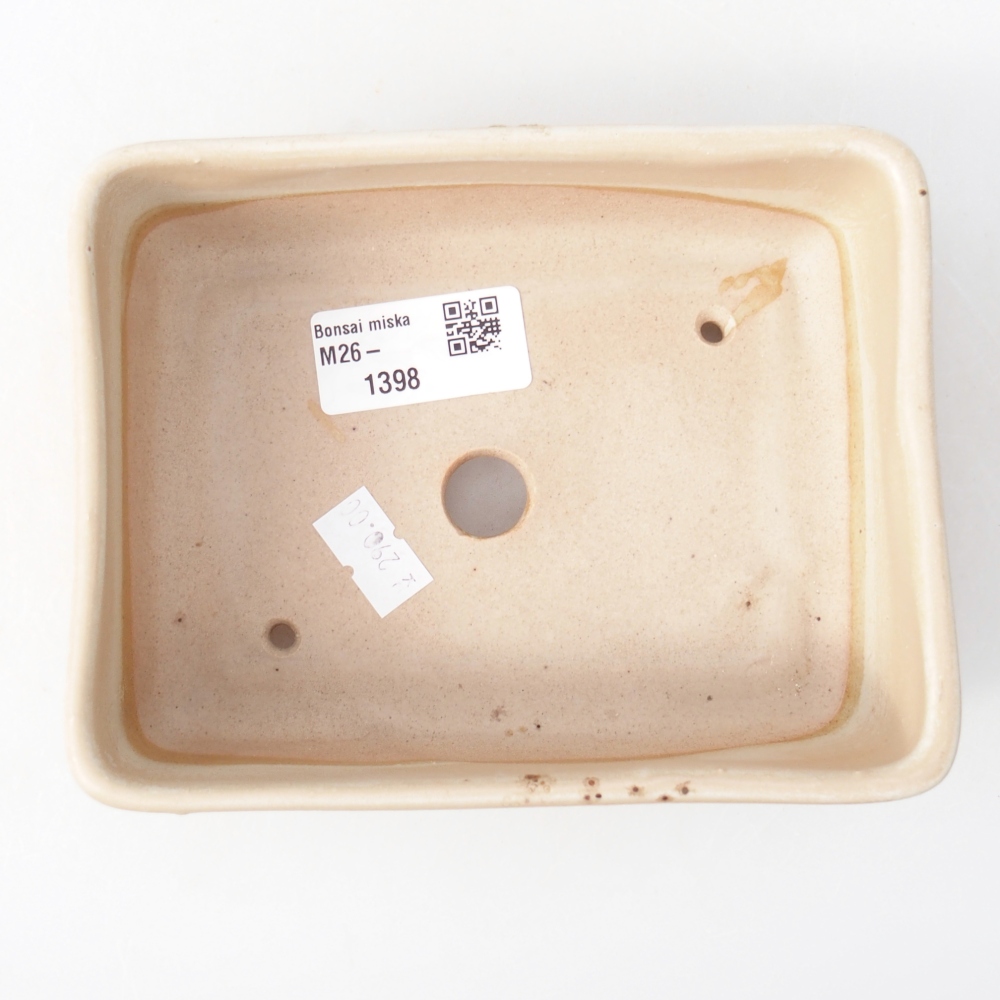 Bonsaischaal van keramiek 14,5 x 11 x 5,5 cm, kleur beige