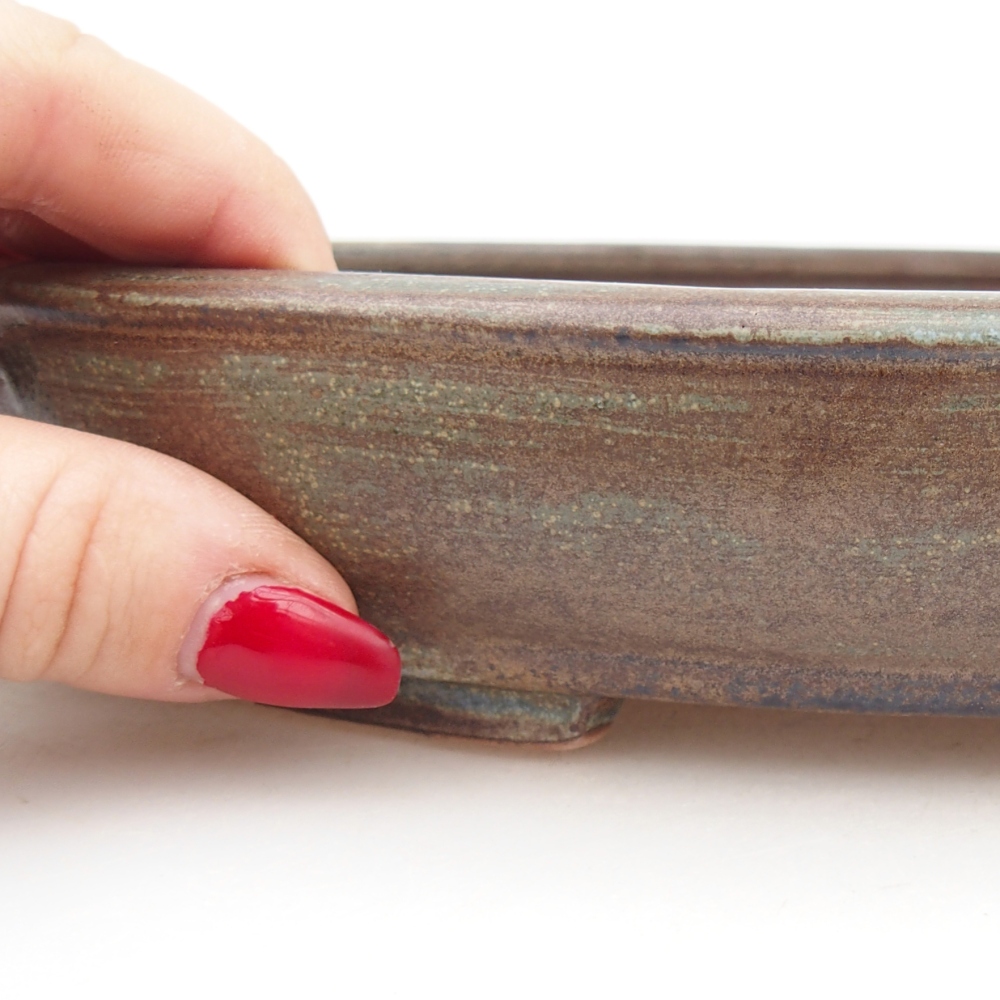 Bonsaischaal van keramiek 24,5 x 20 x 4 cm, groen