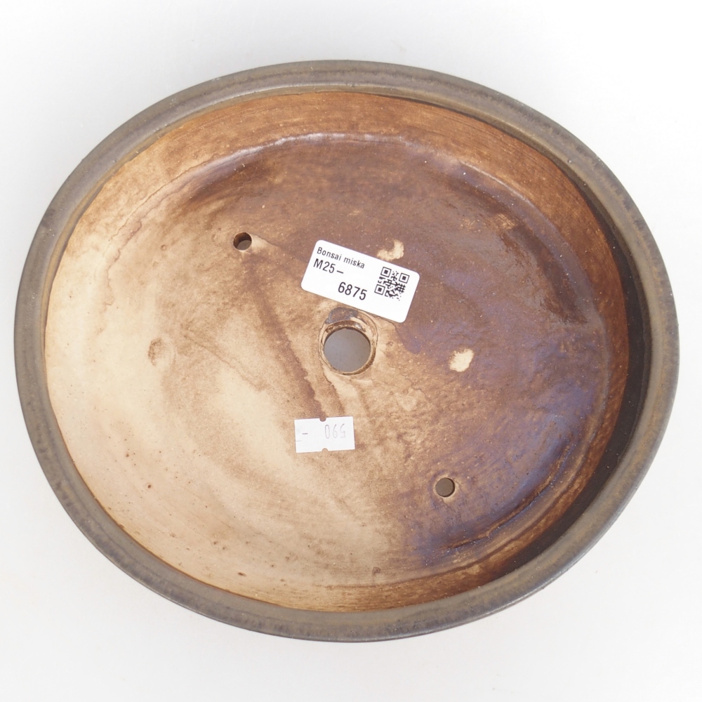 Bonsaischaal van keramiek 22,5 x 20 x 4,5 cm, bruin