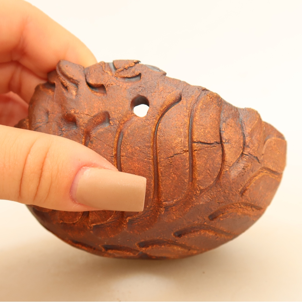 Keramische schaal voor kokedama, 10 x 10 x 6,5 cm, kleur: bruin