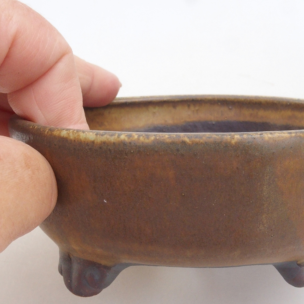 Bonsaischaal van keramiek 10 x 8,5 x 4 cm, bruin