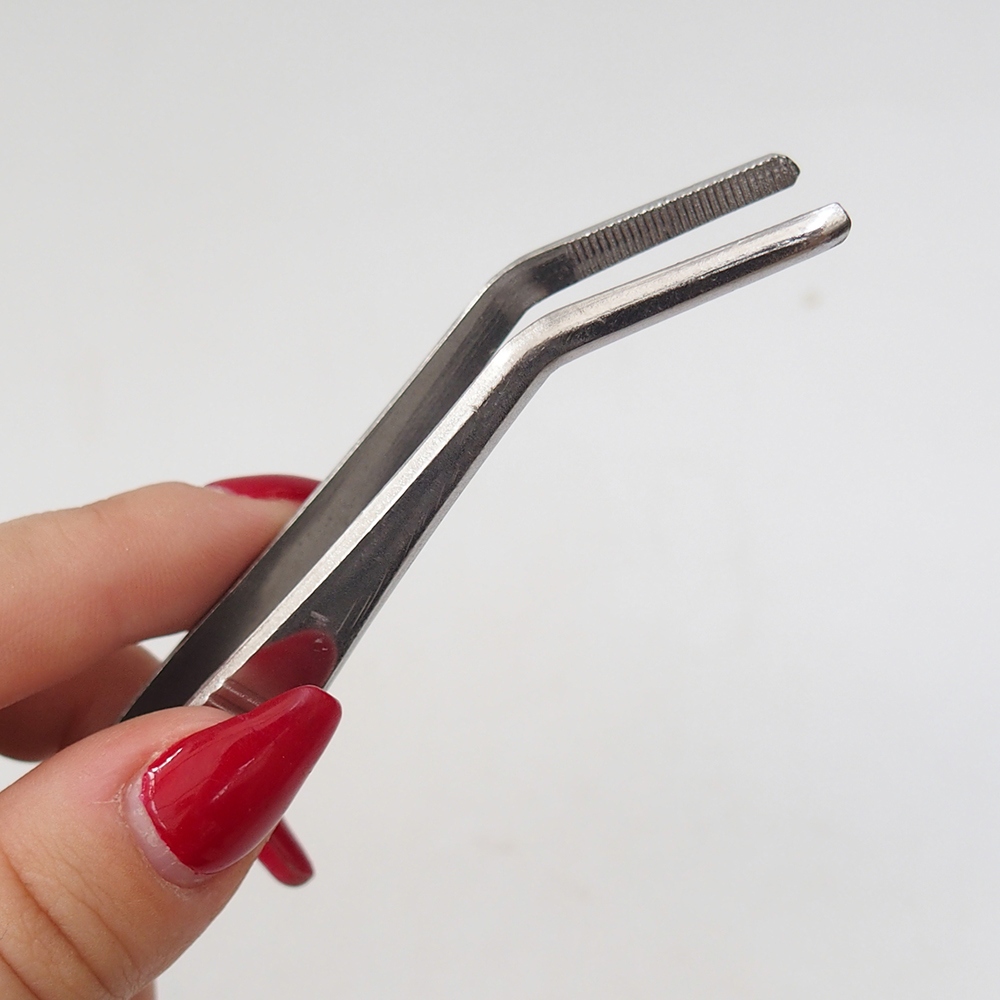 Spatel en gebogen pincet 22 cm - roestvrij staal