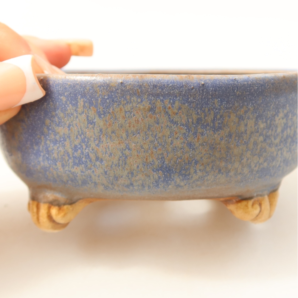 Bonsaischaal van keramiek 11 x 11 x 4,5 cm, kleur blauw