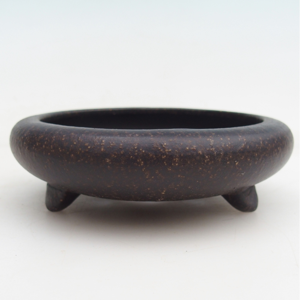 Bonsaischaaltje van keramiek 11,5 x 11,5 x 4 cm, okerbruin