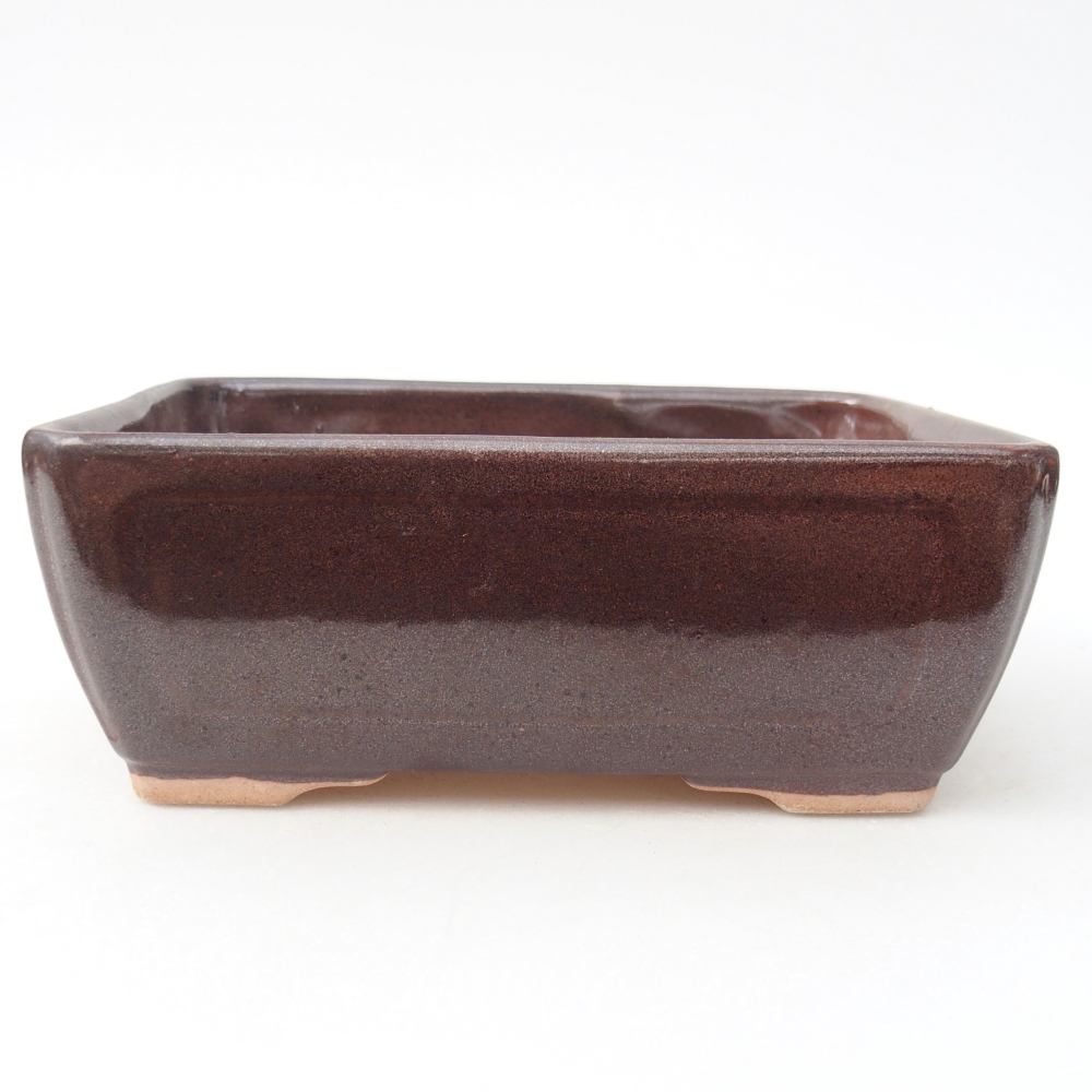 Bonsaischaal van keramiek 15,5 x 11,5 x 6 cm, bruin