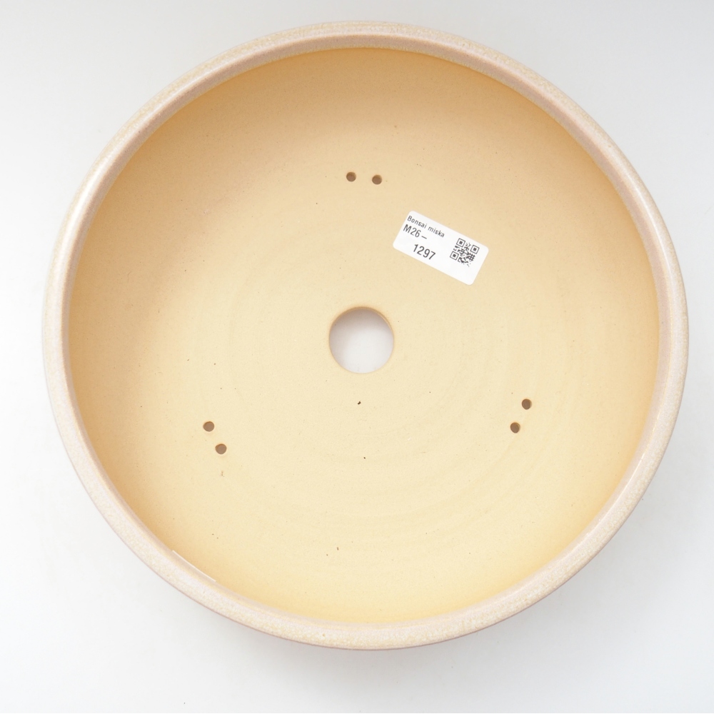 Bonsaischaal van keramiek 25,5 x 25,5 x 6 cm, kleur beige