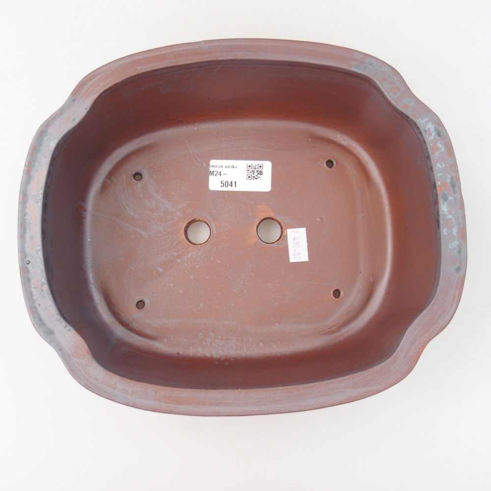 Bonsaischaal van keramiek 24,5 x 21 x 7 cm, metaalkleur