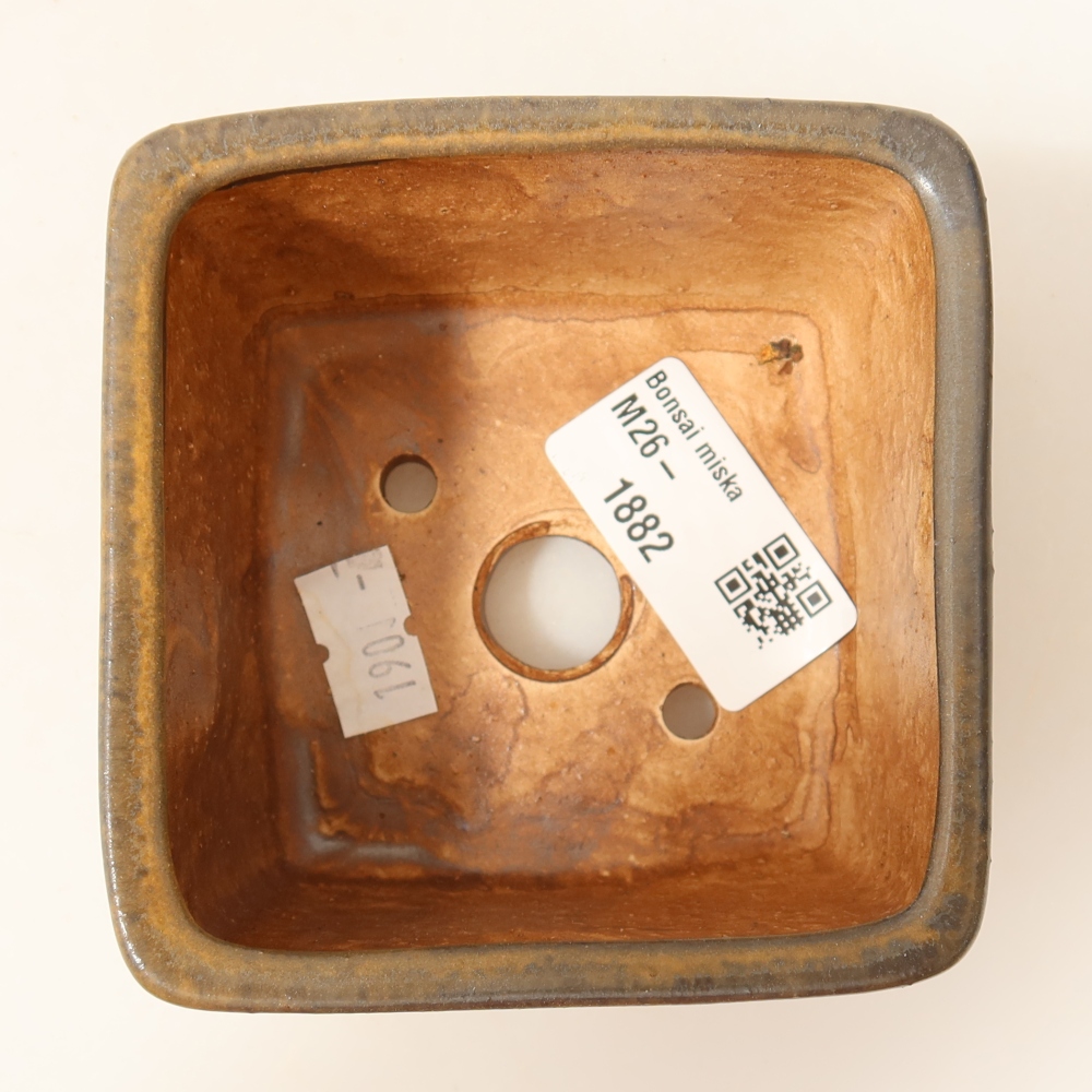 Bonsaischaal van keramiek 8,5 x 8,5 x 5,5 cm, bruin