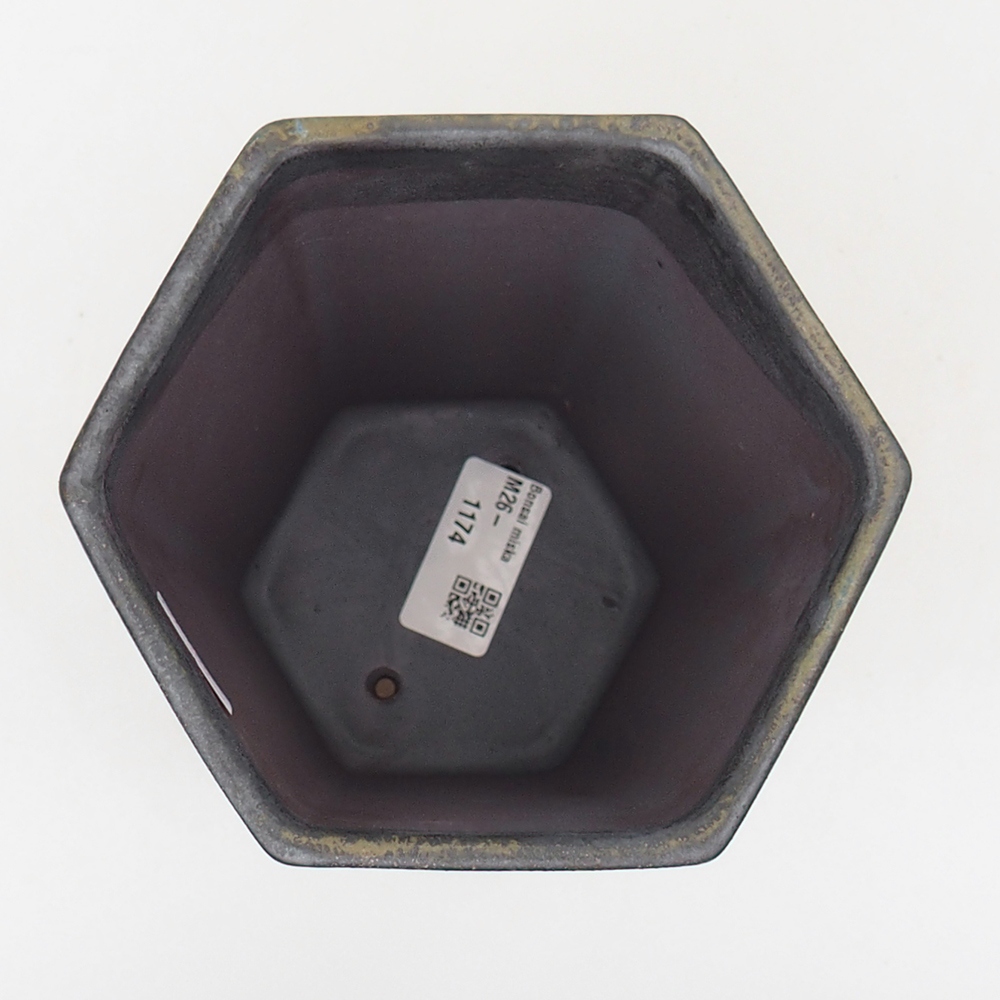 Bonsaischaal van keramiek 13 x 11,5 x 17 cm, groen-grijs