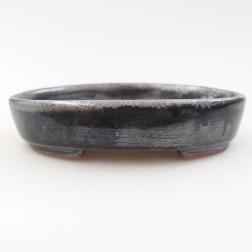 Bonsaischaal van keramiek 12 x 9,5 x 2,5 cm, zwart