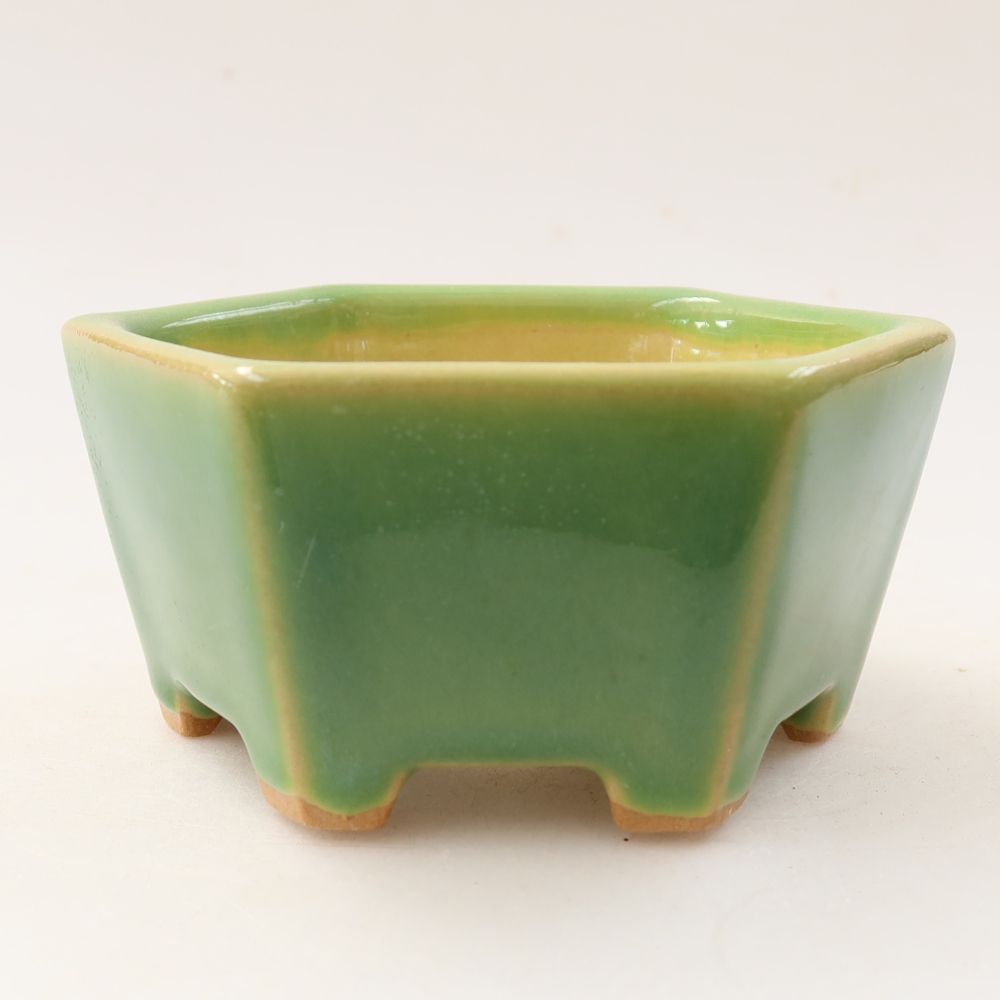 Bonsaischaal van keramiek 10 x 9 x 5 cm, groen