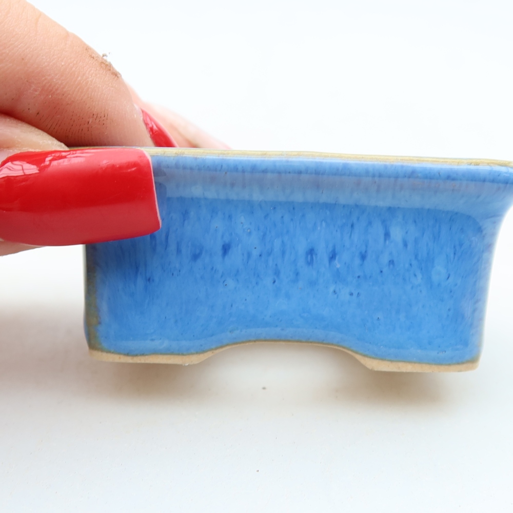Bonsaischaal van keramiek 6 x 4,5 x 2,5 cm, kleur blauw