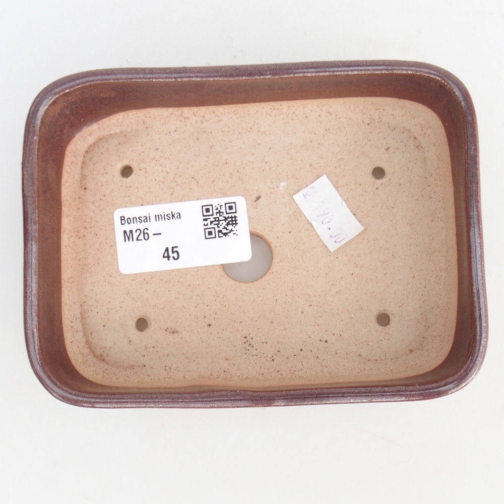 Bonsaischaal van keramiek 12,5 x 9,5 x 3,5 cm, bruin