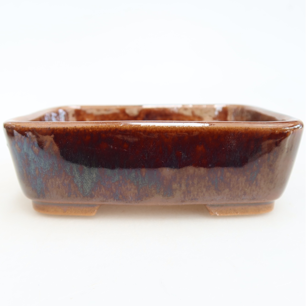 Keramische bonsaipot 12,5 x 9,5 x 4 cm, kleur bruin