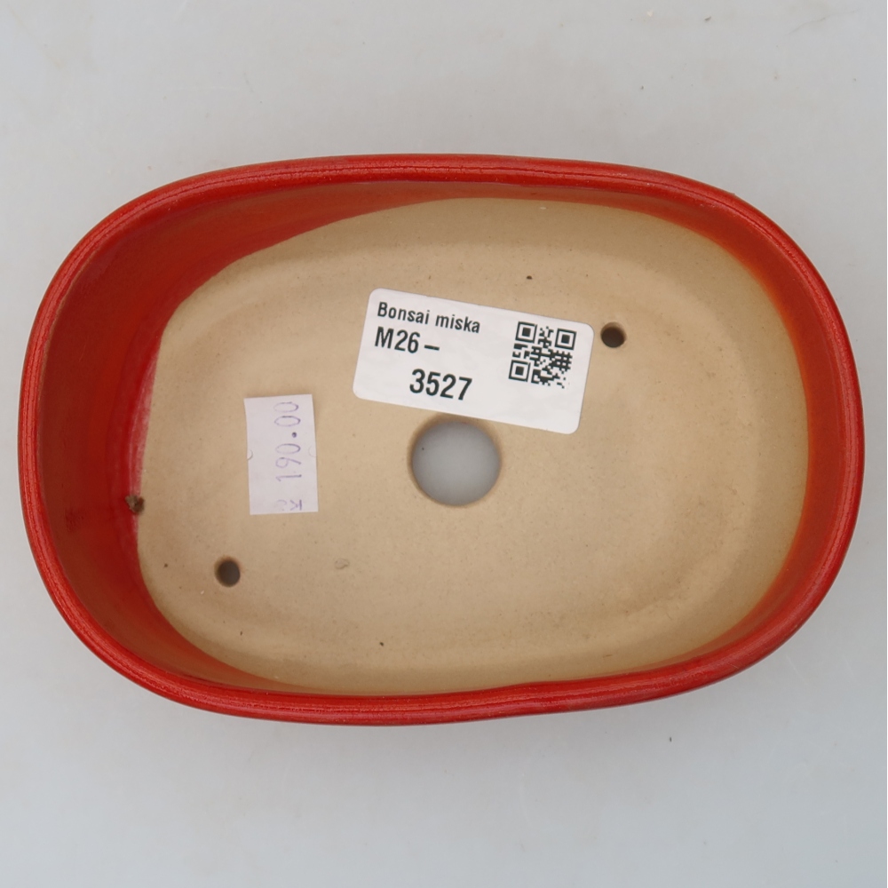 Bonsaischaal van keramiek 13 x 8,5 x 4 cm, kleur rood
