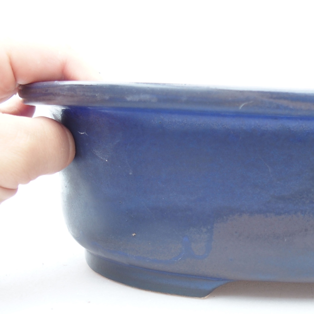 Bonsaischaal van keramiek 26 x 22 x 8 cm, kleur blauw