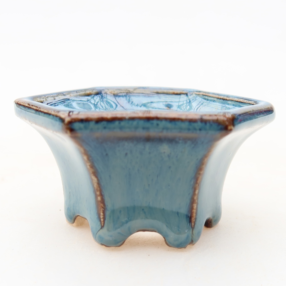Keramische bonsaipot 5,5 x 5 x 3 cm, kleur: blauw