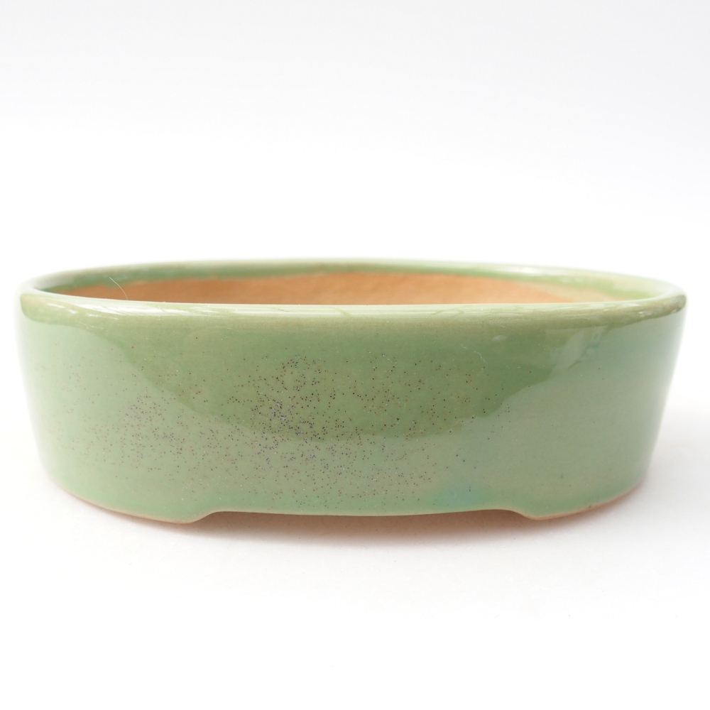 Bonsaischaal van keramiek 12,5 x 10 x 3,5 cm, groen