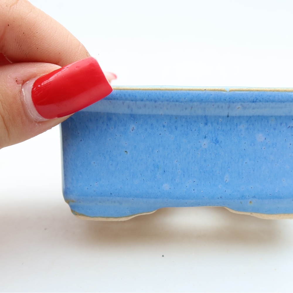 Keramische bonsaischaal 8 x 6,5 x 3,5 cm, kleur: blauw