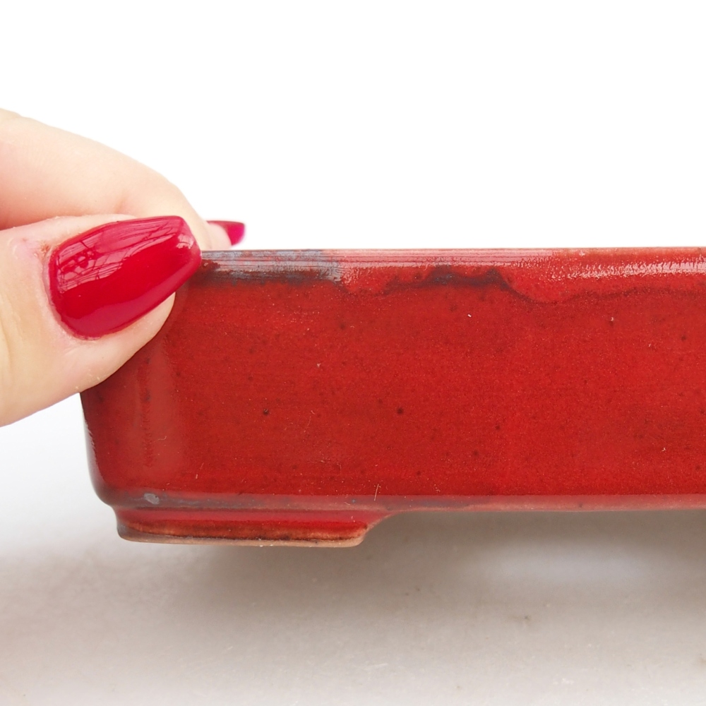 Bonsaischaal van keramiek 26 x 26 x 8 cm, kleur rood