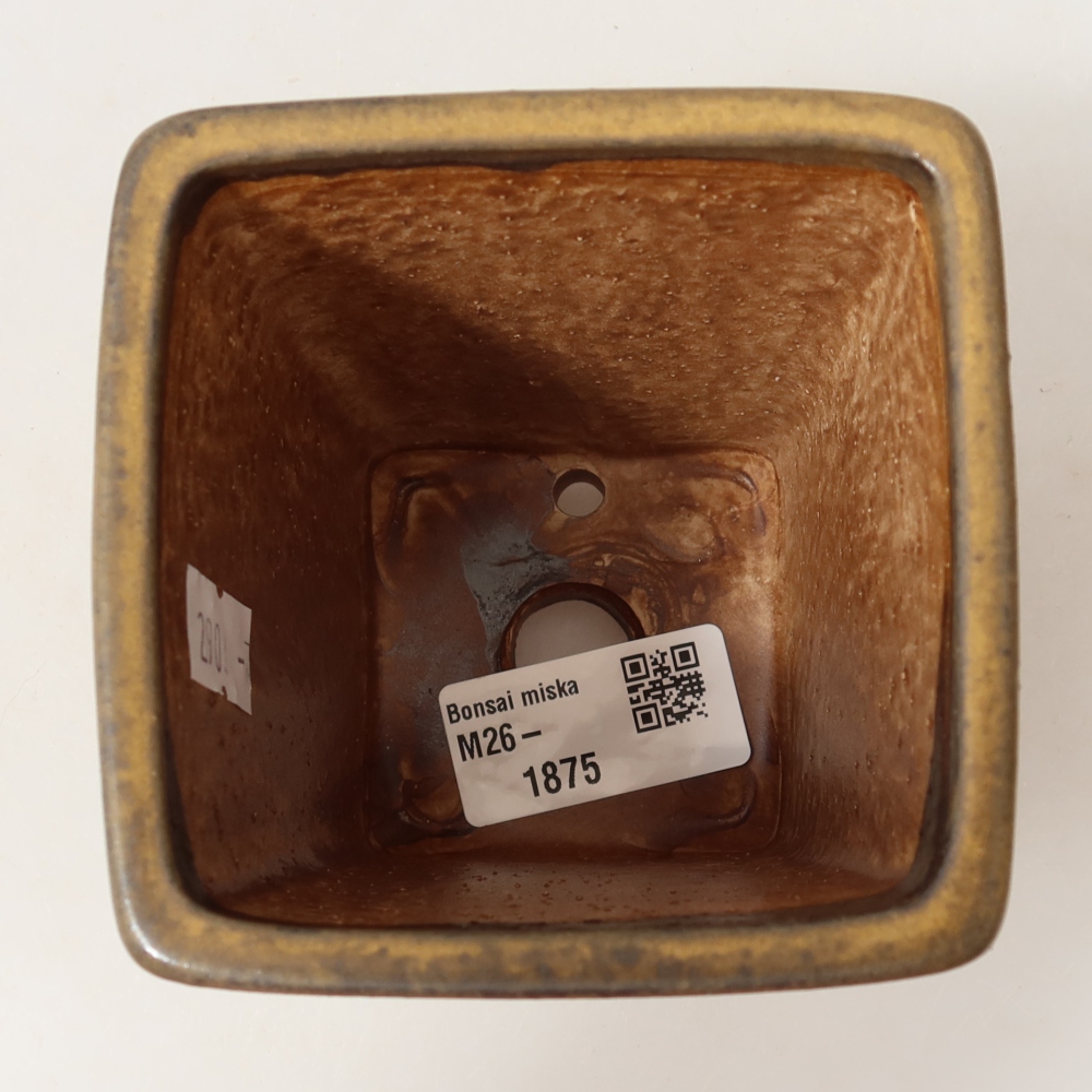 Keramische bonsaipot 8,5 x 8,5 x 10,5 cm, kleur bruin