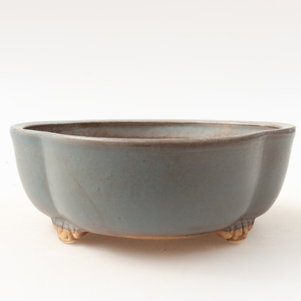Keramische bonsaischaal 13,5 x 12,5 x 5 cm, kleur: blauw