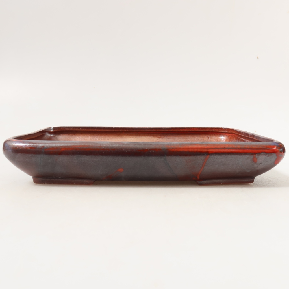 Keramische bonsaipot 24 x 17,5 x 4 cm, kleur metaalrood