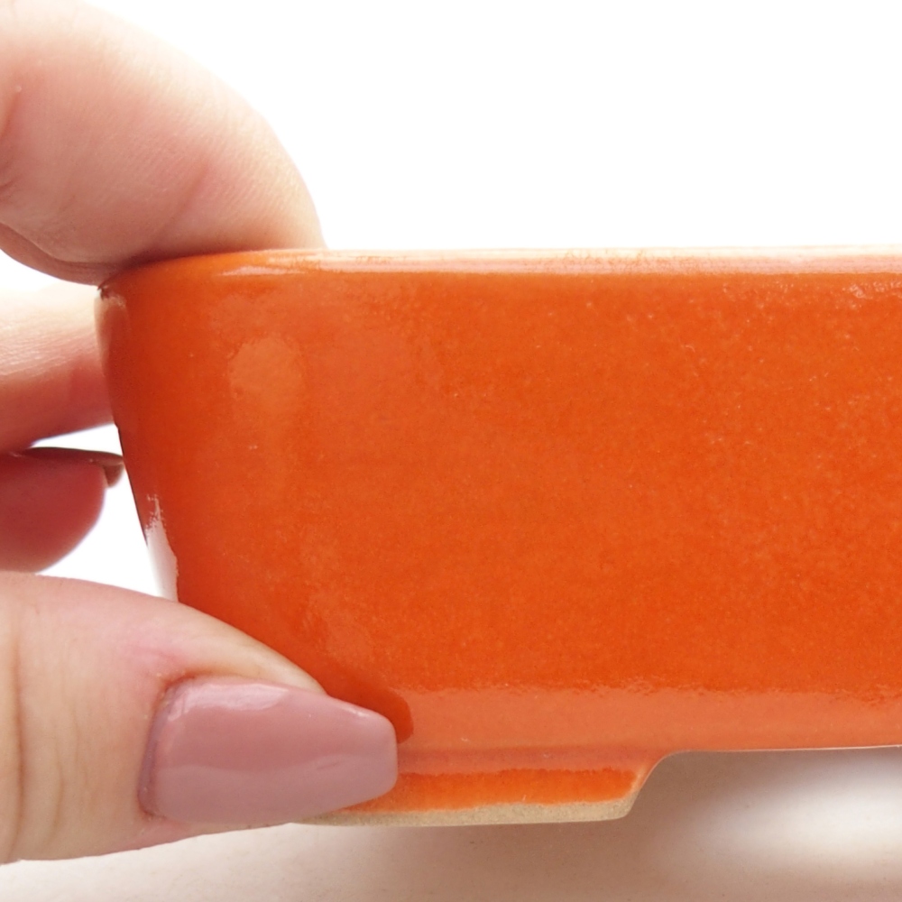 Bonsaischaal van keramiek 12,5 x 9 x 3,5 cm, oranje