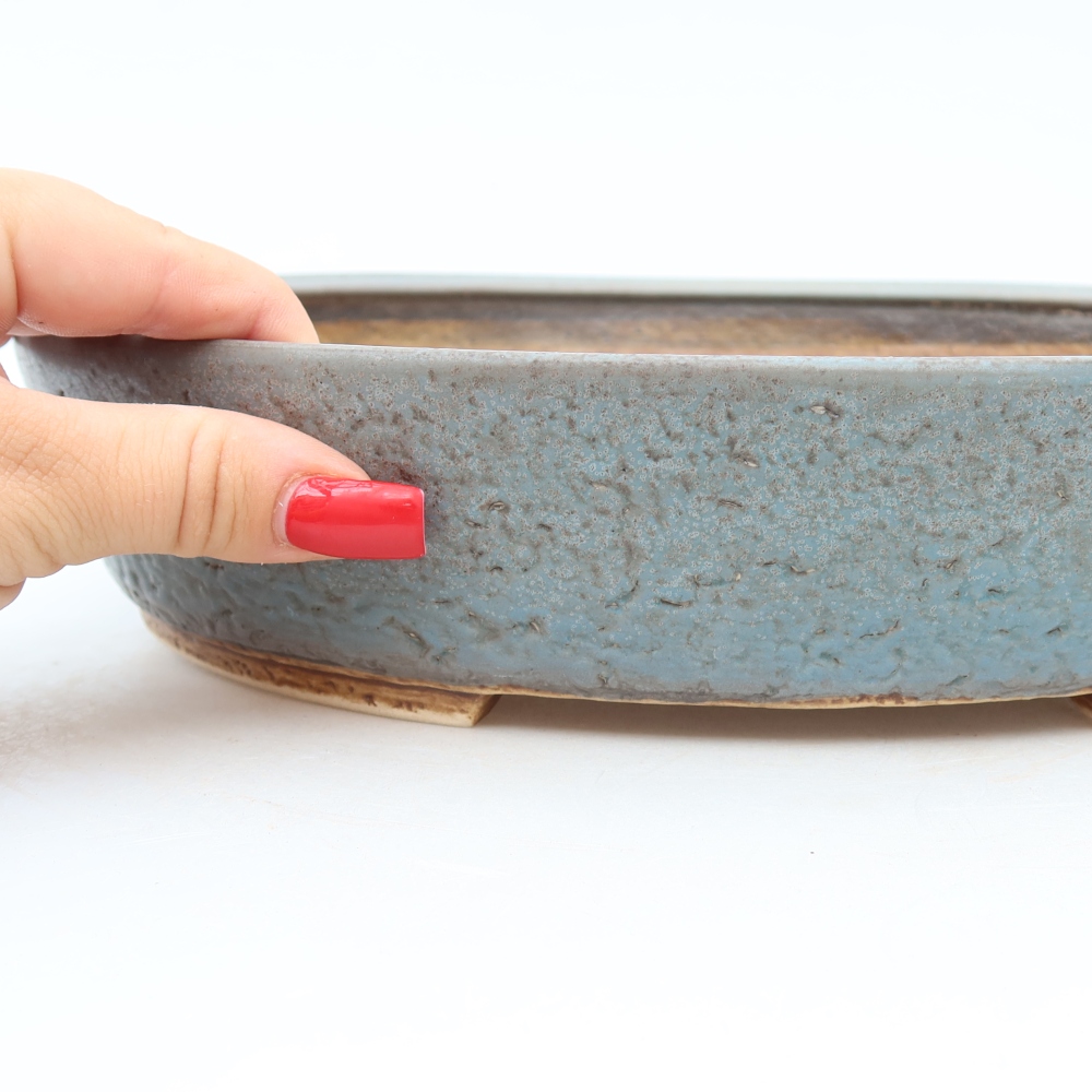 Keramische bonsaischaal 27 x 24 x 5,5 cm, kleur: blauw