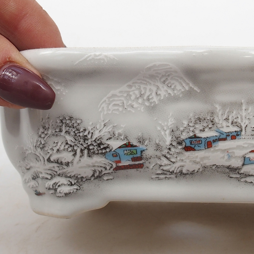 Bonsaischaal van keramiek 15 x 11 x 5 cm, kleur wit