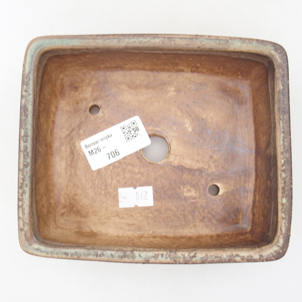 Bonsaischaal van keramiek 15 x 12 x 5 cm, groen